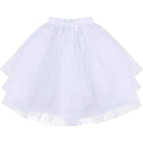 Little Big Girls 3 Layers Hoopless Petticoat Slip Crinoline Underskirt Mesh Tutu Flower Girl Dance Skirt
