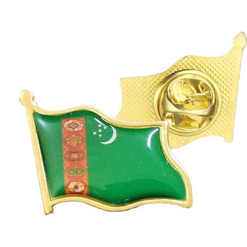 Turkmenistan Flag Brooch Enamel Pins Electroplated Gold Badge Collar/Lapel/Backpack Decorate Accessories