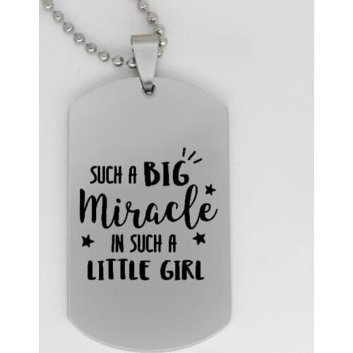 Ufine jewelry inspirational gift pendant army card such a big miracle in such a little stainless steel customed necklace N4156