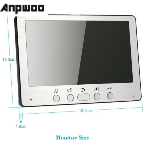 ANPWOO 7'' TFT LCD Wired Video Door Phone Visual Intercom Doorbell System Indoor Monitor 700TVL Outdoor Waterproof IR Camera