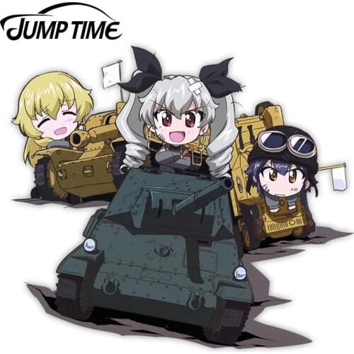 Jump Time 13 x 11.5cm For Girls und Panzer Anzio Trio Tanks Waifu Car Stickers Bumper Surfboard Decal Occlusion Scratch Decor