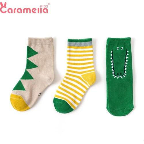 Caramella 2019 Funny Crocodile Stripe Kids Socks Spring Infant Baby Boys Cool Short Socks Cute Combed Cotton Girl Cartoon Socks