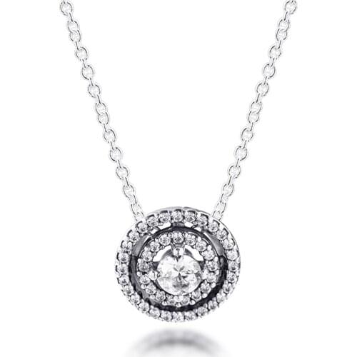 Gift Mothers Day 2021 925 Sterling Silver Sparkling Double Halo Collier Pendants Necklaces for Women Fine Jewelry Collares