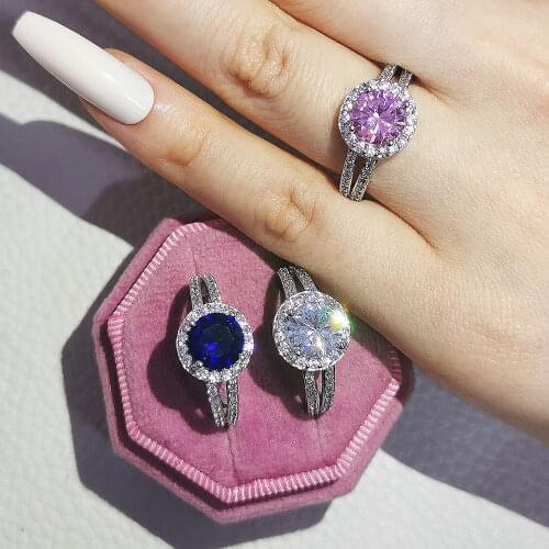 Moonso 925 Sterling Silver Wedding Engagement Rings Halo Rings for Women Wholesale Jewelry finger solid new fashion Rings R211A