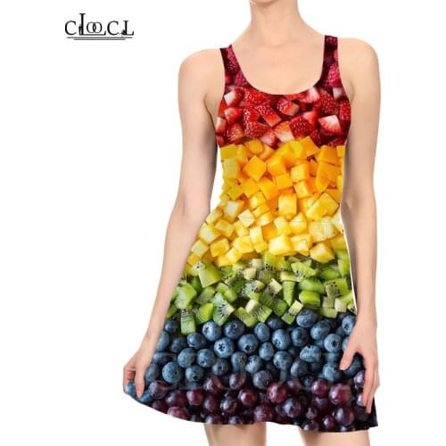 CLOOCL New Fashion Colorful Fruit Chocolate Ladies Summer Trend Party Girls 3D Print Pattern Dress Sexy