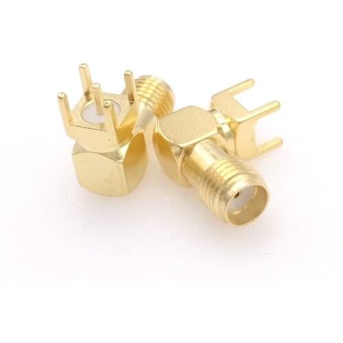 10pcs PCB Mount SMA Female Jack Right Angle Goldplated Coaxial RF Connector Adapter