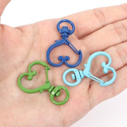 10Pcs/Lot 14 Colors Mixed Alloy Heart Shape Lobster Clasp Hook End Connector Keychain Chain Accessories for DIY Jewelry Findigsn