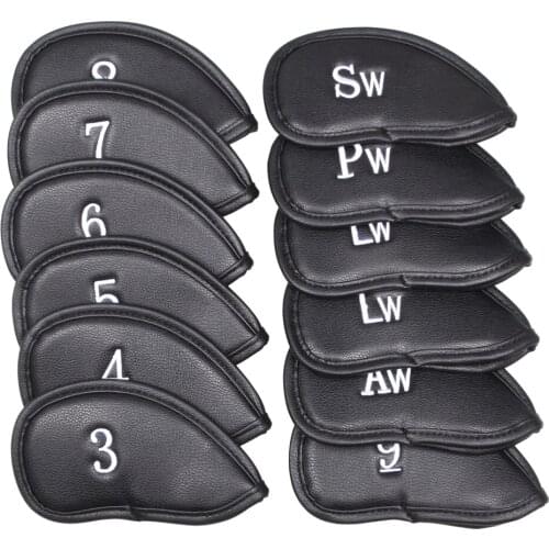 12Pcs/Lot Portable PU Golf Club Iron Head Covers Protector Golfs Head Cover Golf Club Iron Head Protector Golf Accessories