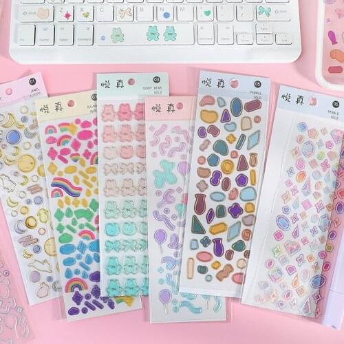 18packs/LOT shiny bronzing series Creative decoration DIY adhesive stationery PVC sticker