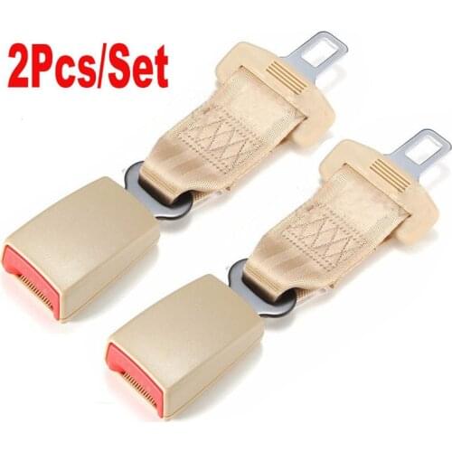 2PC 9'' Car Seat belt extender Beige Adjustable Safety Belt Extender Extension 7/8" Buckle