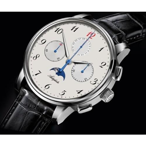 2021 Luxury Business Mens Chronograph Watch Pilot ST1908 Gooseneck Moon Phase Men Mechanical Watch Leather Calendar Male Watch