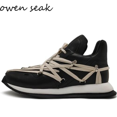 20ss Owen Seak Men Chelsea Boots Genuine Leather High-TOP Ankle Heightening Boots Luxury Trainers Boots Casual Flats Shoes