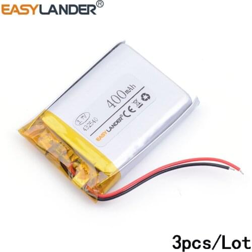 3pcs/Lot 432540 400mAh 3.7V lithium polymer battery point reading pen driving recorder PS Bluetooth Headse MP3 MP4 GPS