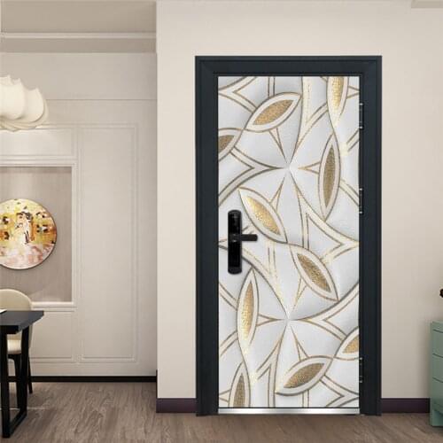 3D View Geometric Door Sticker Adhesive Removable Wallpaper Waterproof Poster Bathroom Mural Decal Home Decor autocollant porte