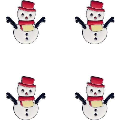 4Pcs Animal Enamel Pin Custom Snowman Brooch Bag Lapel Pin Cartoon Funny Animal Badge Jewelry Gift for Kids Friends