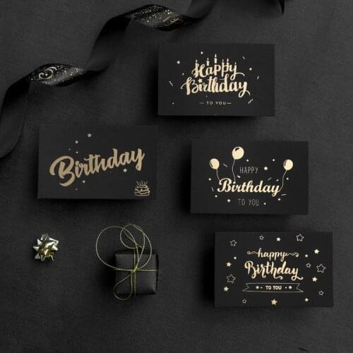 6pcs/lot Resto Luxury Gold Foil Business Cards Thank You Greeting Cards with Envelope and Seal Postcard for Birthday Gift