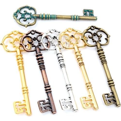 83x31mm 2pcs Bronze Green Gold Colors Antique silver color Plated Key Handmade Charms Pendant:DIY for bracelet necklace