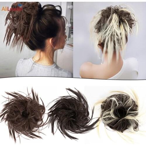 Alileader Synthetic Chignon Messy Scrunchies Elastic Band Hair Bun Updo Hairpiece High Temperture Fiber Natural Fake Hair Buns