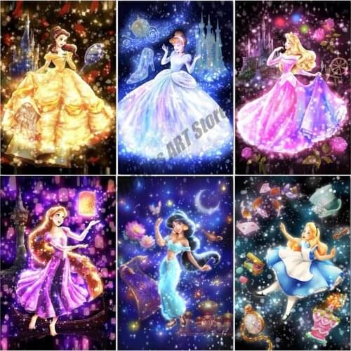 5D Diy Diamond Painting Disney Cartoon Princess Diamond Embroidery Full Square/Round Cross Stitch Kits Mosaic Home Decoration