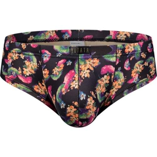 Mens Underwear Boxers Europe Size Sexy Breathable Low Waist Floral Printed Underpants Lingerie Fashion Breathable Boxershorts