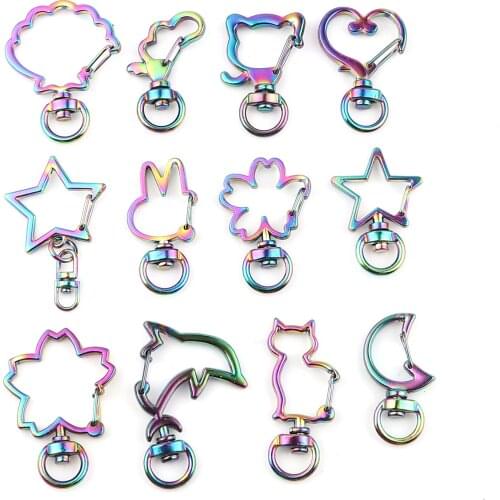 5 PCs Multicolor Rabbit Animal Keychain & Keyring Accessories Zinc Based Alloy Metal KeyChain For Women Men Jewelry Gifts