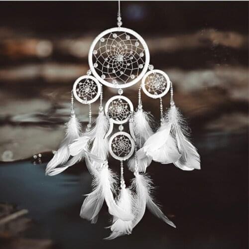 Ivory Multi Circle Pearl Handmade Waven Dream Catcher Hanging Decoration Ornament Gift Craft Dreamcatcher Bedside pendant