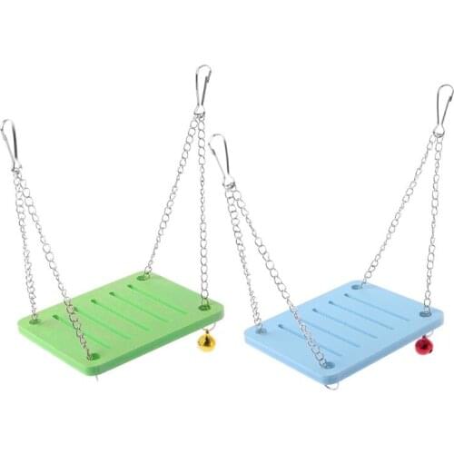 Wooden Parrot Hamster Swing Hanging Bell Cage Toy Chinchilla Mouse Perch Pet Accessories plastic hamster toy