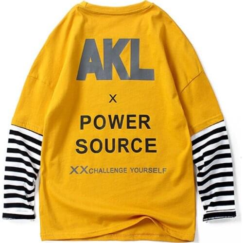 Kids T-Shirts 2020 Spring/Autumn Children Cotton Striped Letter Patchwork Long Sleeve Tops For Boys Girls Bottoms Shirts TX297