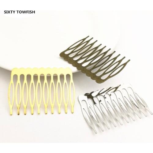 8 pieces/lot 38x52mm Metal Gold color/White K/Antique bronze Hair Combs Fashion Hairwear DIY Hair Jewelry Accessory Findings