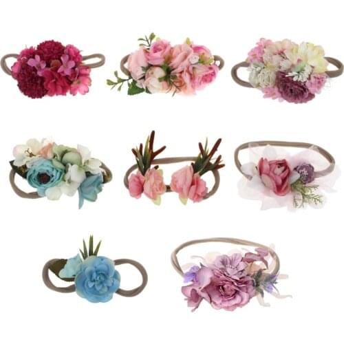 Princess Flower Headband Newborn Baby Boy Girl Artificial Floral Photography Prop Hair Accessories Infant Headwear
