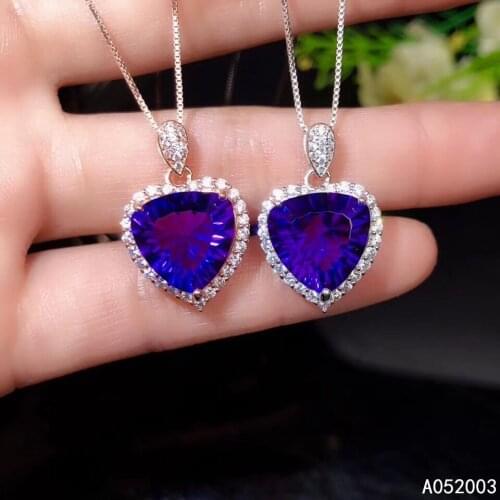 KJJEAXCMY Fine Jewelry 925 Sterling Silver inlaid Amethyst Female Pendant Necklace popular hot selling