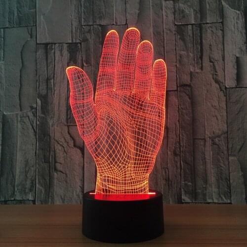 Palm Hand 3D LED Night Light Acrylic Lamp Touch Switch Novelty Lighting USB lamp Table Lamp As Halloween Party Office Deco Gift