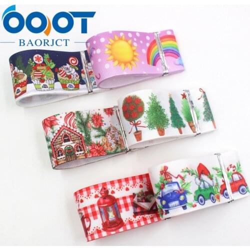 I-19720-1633,1-1/2'' 38mm Christmas festival headdress decorative accessories Printed grosgrain ribbon 10yards DIY handmade