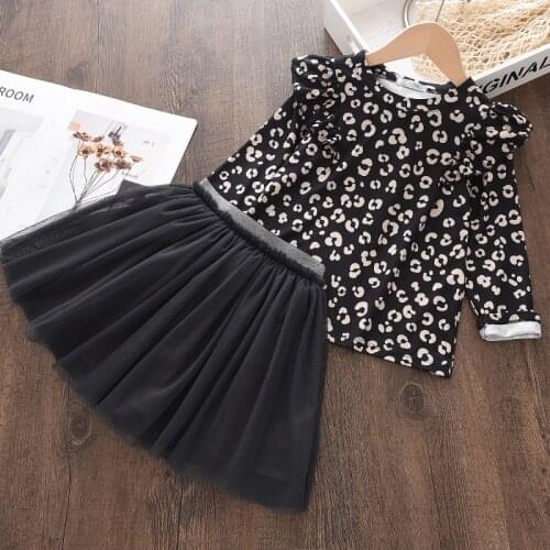 Melario Autumn Childrens Clothing Sets for Girls Cotton Floral Shirts Mesh Skirts 2pcs Sets Kids Clothes Sets for Girls 3-8 Y