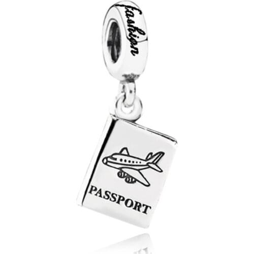 Cute Airliner Passport Pendant Fit Original Pan Charms Bracelet Women Silver Color Airplane Beads for Jewelry Making DIY Bangles