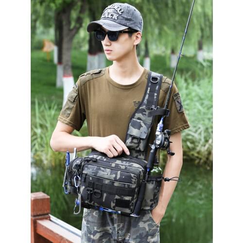 Multifunctional Outdoor Fishing Tackle Bag Waterproof Shoulder Crossbody Lures Waist Pack Gear Utility Storage Package x232g
