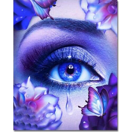 QIZITENG 5D Diy Diamond Painting Eye Square/Round Diamond Mosaic Art Cross Stitch Portrait Embroidery Kit Home Decoration Gift