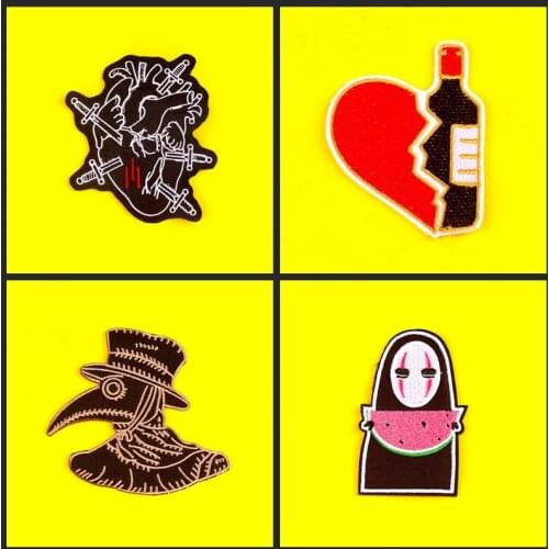 Dinosaur Patch Ecussonthermocollants Embroidered Patches For Clothing Heart Punk Patch Iron On Patches On Clothes Stripe Sewing