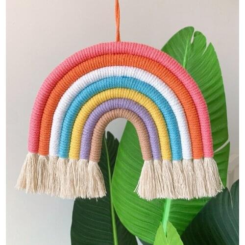 Wall Hanging Decoration Cotton Thread Woven Rainbow Hand Woven Pendant DIY Ornament Baby Room Girls Home Decoration Accessories