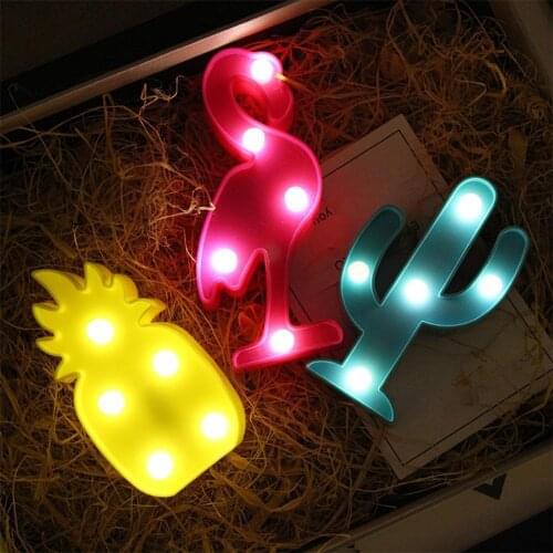 3D Cartoon Pineapple Flamingo Cactus Shape LED Night Light Lamp Christmas Decor Buy more discounts Gift