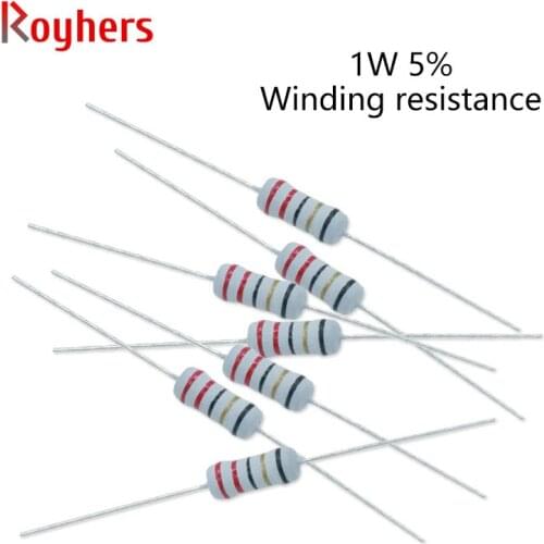 Winding Resistance Fuse 1W Accuracy 5% 0.1 Ohm 0.33R/1R /2.2R/3R/4.7R/5.1R/6.8R/10R 22R/68R/100R/200R/500 Ohm 20Pcs