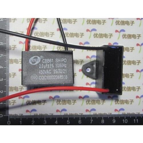 Free Ship High Quality 10pcs CBB61 2UF/450V 5% AC starting capacitor , electronics fan ,anti-explosion LINE: 10CM