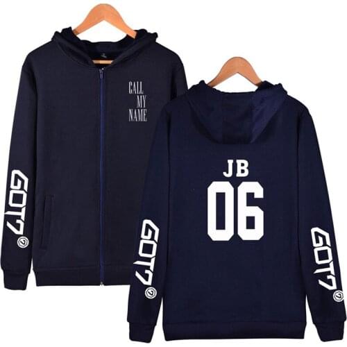 Got7 JB 06 Kpop Hoodie Hoody Print Hip Hop Men Women Zipper Hoodies Jackets Long Sleeve Unisex Hooded Sweatshirts Tracksuit Tops