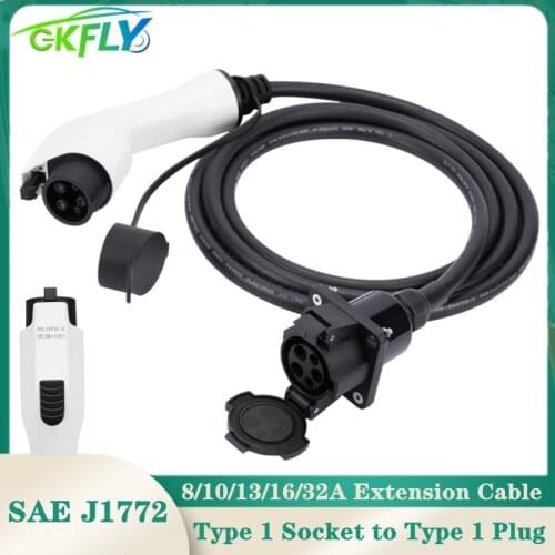 120V 240V 16A 32A EV Charger Cable Connectors SAE J1772 Female Plug To Type 1 Male Socket Charging Adapter Extension AC TUV