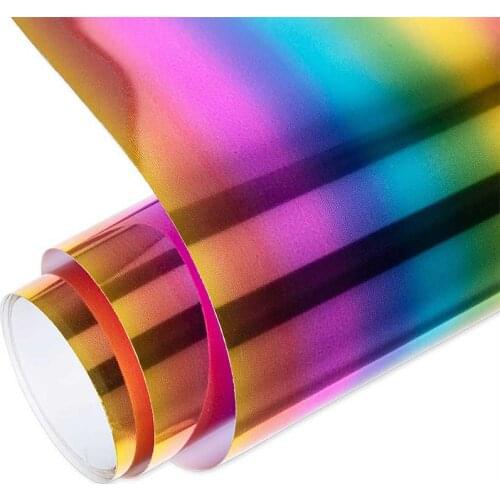 Heat Transfer Vinyl Rainbow Metal HTV Vinyl For Clothes Iron On Transfer Film Roll Heat Press Easy Cut And Weed DIY Wholesale