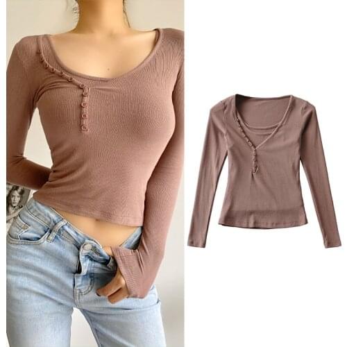 Mrs Win Traf 2021 Women Explosive V-neck T-shirt Set Skew Neck 2-piece Camisole Tank Top Button Elegant Fashion Vest Tees PL237