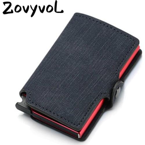 Zovyvol 2019 Credit Card Wallet New RFID Blocking Slim Card Holder PU Single Aluminum Box Business Hasp Card Case Slim Wallet