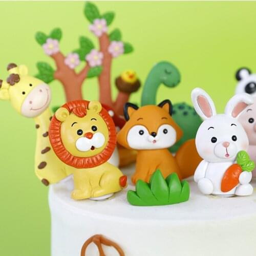 1pcs Zoo Cute Forest Animal Cake Toppers for Kid`s Birthday Decoration Monkey Giraffe Tiger Lion Cupcake Toppers Birthday Cakes
