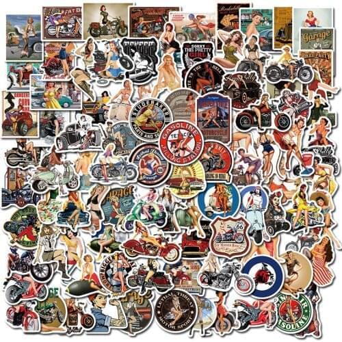 10/30/50PCS retro hip hop sexy girl car graffiti suitcase laptop phone waterproof ladies sticker decoration wholesale