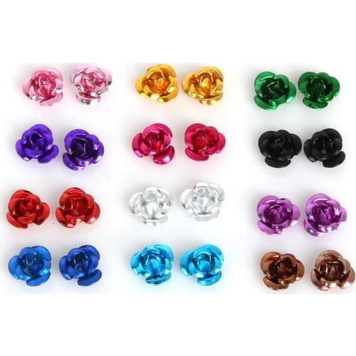 6mm/8mm/12mm wholesale 100pcs Mixed Rose Flower Aluminum Jewelry Making Spacer Beads For DIY Bracelet